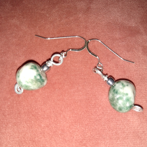 925 Solid Sterling Silver Hooks Moss Tree Agate Earrings Gemstone Handmade New - Picture 3 of 6